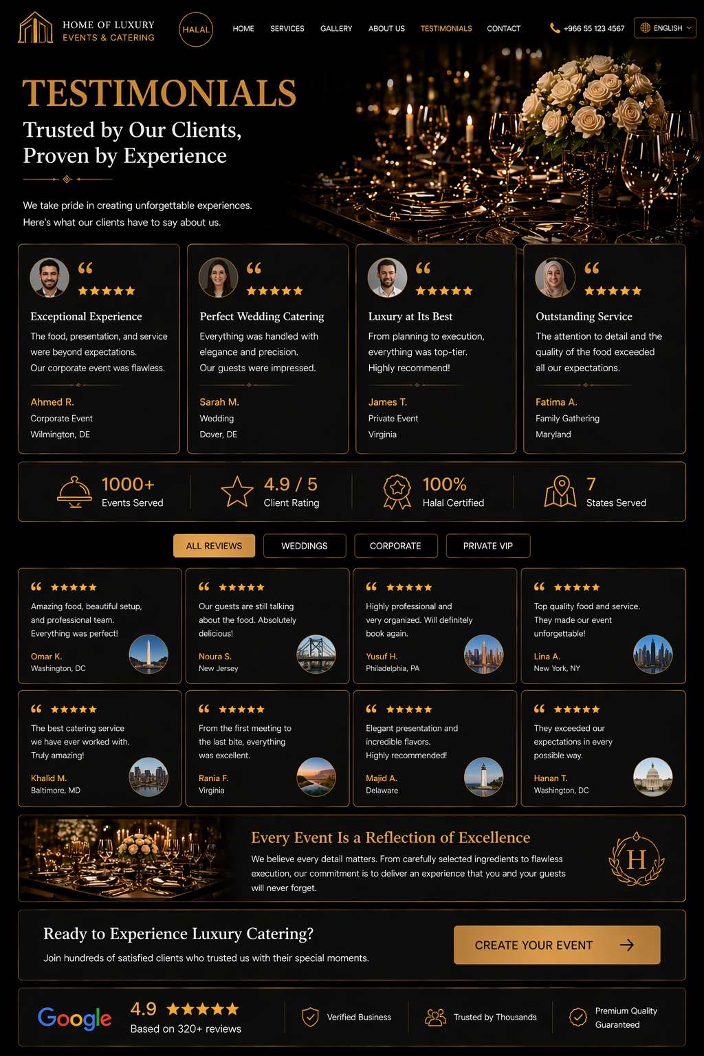 Testimonials reference design